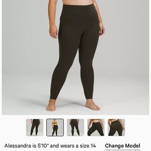 Super high rise align leggings. Dark olive color. Like new condition.